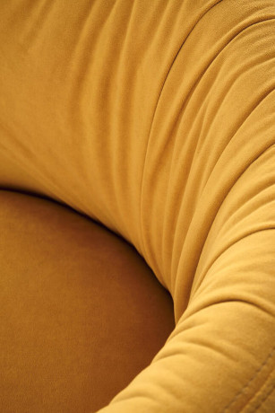 K531 HALMAR Upholstered Dining Chair in Mustard Fabric with Semicircular Backrest and Metal Legs