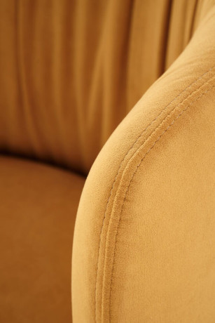 K531 HALMAR Upholstered Dining Chair in Mustard Fabric with Semicircular Backrest and Metal Legs