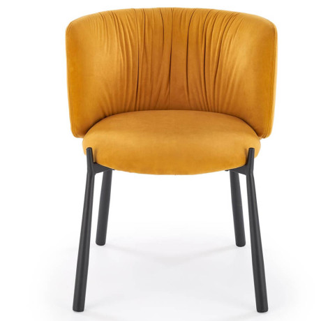 K531 HALMAR Upholstered Dining Chair in Mustard Fabric with Semicircular Backrest and Metal Legs