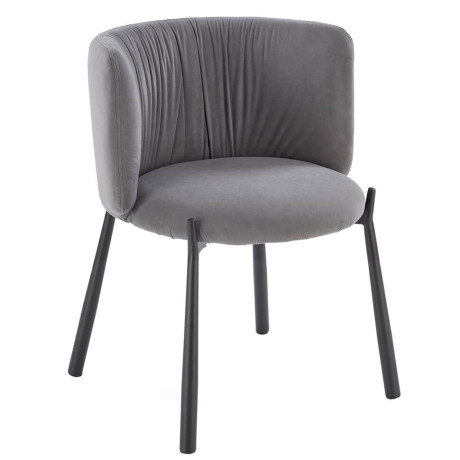 K531 HALMAR Upholstered Dining Chair in Grey Fabric with Semicircular Backrest and  Metal Legs