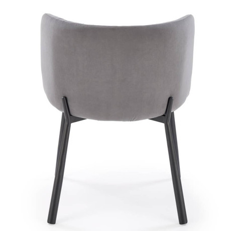 K531 HALMAR Upholstered Dining Chair in Grey Fabric with Semicircular Backrest and  Metal Legs