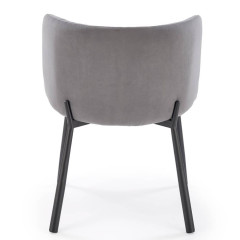 K531 HALMAR Upholstered Dining Chair in Grey Fabric with Semicircular Backrest and Metal Legs