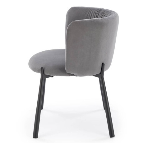 K531 HALMAR Upholstered Dining Chair in Grey Fabric with Semicircular Backrest and  Metal Legs