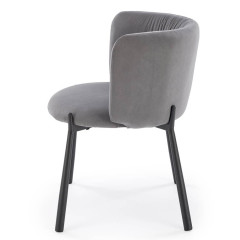 K531 HALMAR Upholstered Dining Chair in Grey Fabric with Semicircular Backrest and Metal Legs