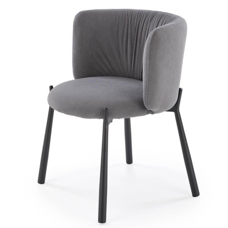 K531 HALMAR Upholstered Dining Chair in Grey Fabric with Semicircular Backrest and  Metal Legs