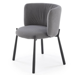 K531 HALMAR Upholstered Dining Chair in Grey Fabric with Semicircular Backrest and Metal Legs