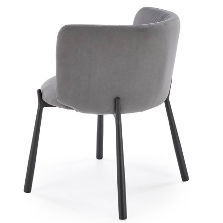 K531 HALMAR Upholstered Dining Chair in Grey Fabric with Semicircular Backrest and  Metal Legs