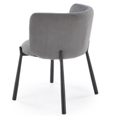 K531 HALMAR Upholstered Dining Chair in Grey Fabric with Semicircular Backrest and Metal Legs