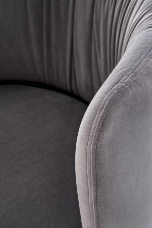 K531 HALMAR Upholstered Dining Chair in Grey Fabric with Semicircular Backrest and  Metal Legs