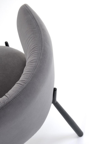 K531 HALMAR Upholstered Dining Chair in Grey Fabric with Semicircular Backrest and  Metal Legs