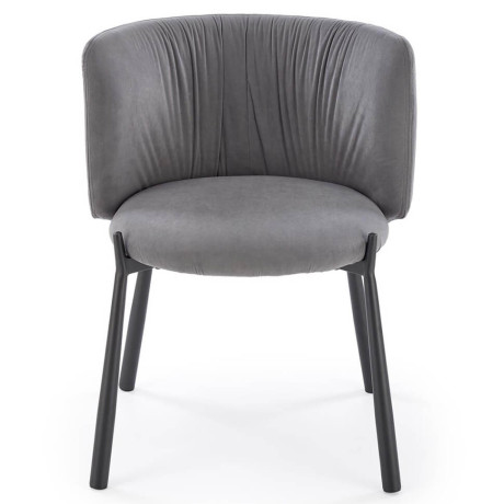 K531 HALMAR Upholstered Dining Chair in Grey Fabric with Semicircular Backrest and  Metal Legs