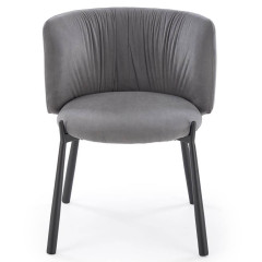 K531 HALMAR Upholstered Dining Chair in Grey Fabric with Semicircular Backrest and Metal Legs