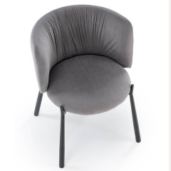 K531 HALMAR Upholstered Dining Chair in Grey Fabric with Semicircular Backrest and Metal Legs