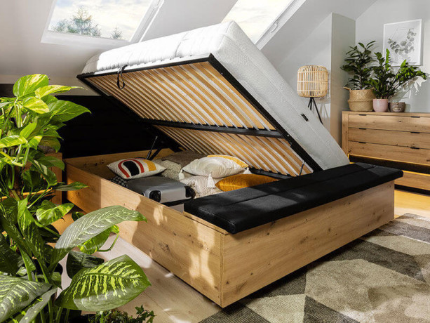 LOZ/140/B OSTIA BRW Double Lift Up Storage Bed