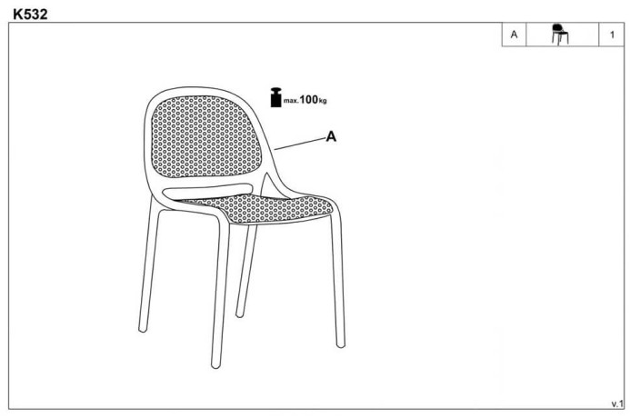 K532 HALMAR Plastic Outdoor Stacking Dining Chair Mint