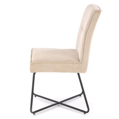 K534 HALMAR Upholstered Dining Chair in Beige Fabric with Metal Legs