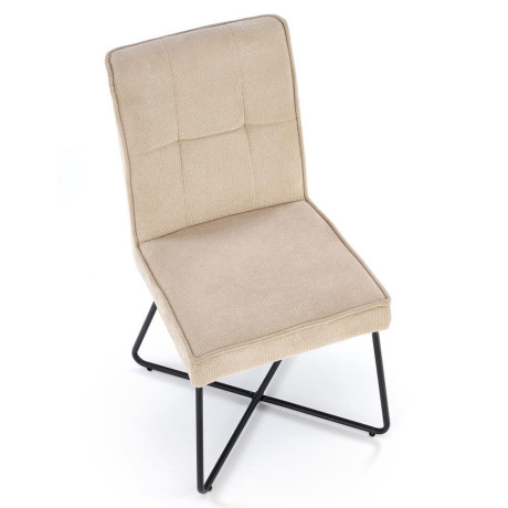 K534 HALMAR Upholstered Dining Chair in Beige Fabric with Metal Legs