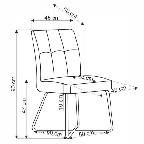 K534 HALMAR Upholstered Dining Chair in Grey Fabric with Metal Legs