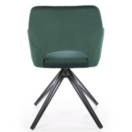 K535 HALMAR Swivel Upholstered Dining Chair in Dark Green Fabric with Metal Legs