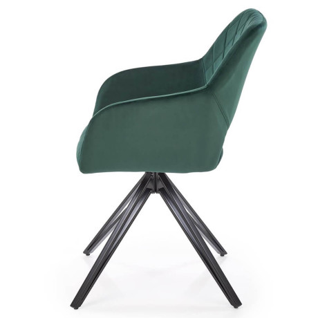 K535 HALMAR Swivel Upholstered Dining Chair in Dark Green Fabric with Metal Legs