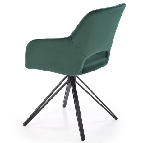 K535 HALMAR Swivel Upholstered Dining Chair in Dark Green Fabric with Metal Legs