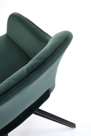 K535 HALMAR Swivel Upholstered Dining Chair in Dark Green Fabric with Metal Legs