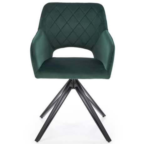 K535 HALMAR Swivel Upholstered Dining Chair in Dark Green Fabric with Metal Legs