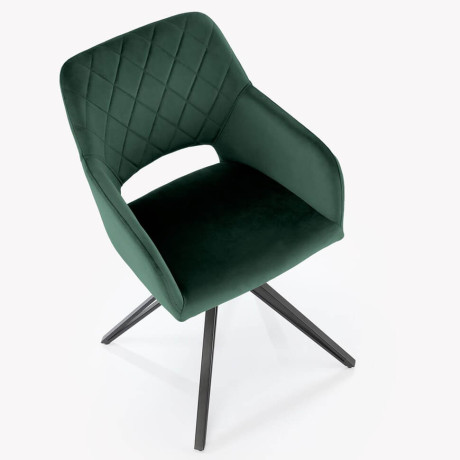 K535 HALMAR Swivel Upholstered Dining Chair in Dark Green Fabric with Metal Legs