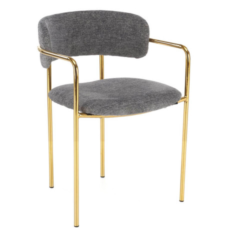 K537 HALMAR Upholstered Dining Chair in Grey Fabric with Chrome Metal Legs