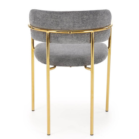 K537 HALMAR Upholstered Dining Chair in Grey Fabric with Chrome Metal Legs