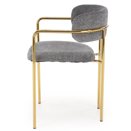 K537 HALMAR Upholstered Dining Chair in Grey Fabric with Chrome Metal Legs