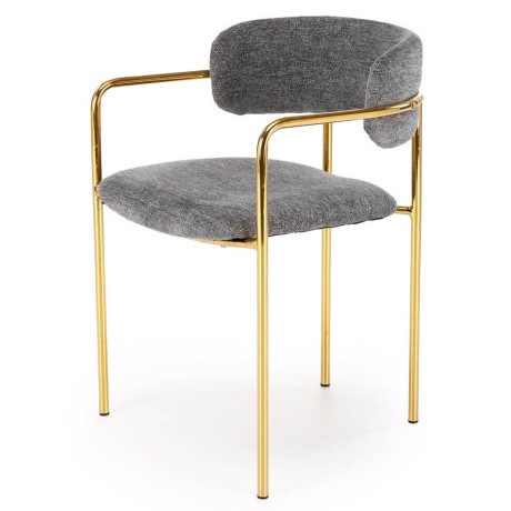 K537 HALMAR Upholstered Dining Chair in Grey Fabric with Chrome Metal Legs