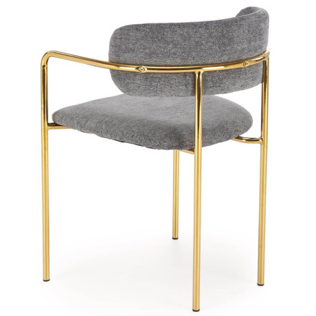 K537 HALMAR Upholstered Dining Chair in Grey Fabric with Chrome Metal Legs