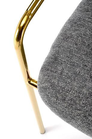 K537 HALMAR Upholstered Dining Chair in Grey Fabric with Chrome Metal Legs