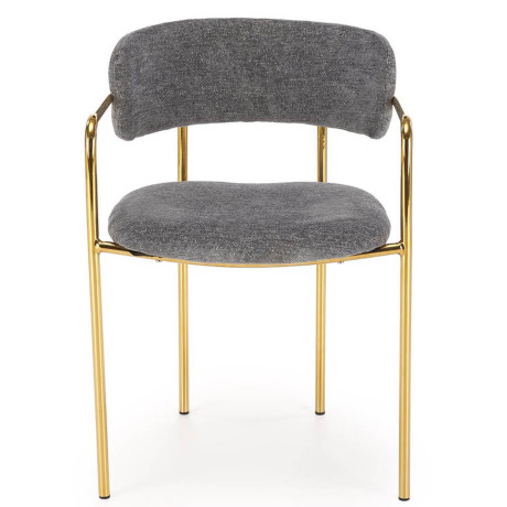 K537 HALMAR Upholstered Dining Chair in Grey Fabric with Chrome Metal Legs