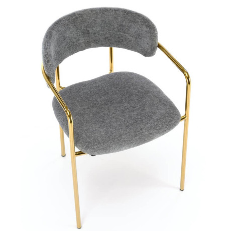 K537 HALMAR Upholstered Dining Chair in Grey Fabric with Chrome Metal Legs