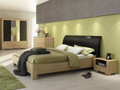 ROSSANO King Size Bed 160 Bentwood Headrest MEBIN