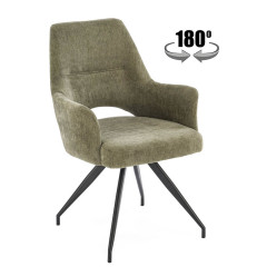 K542 HALMAR Swivel Upholstered Dining Chair in Olive Fabric with Metal Legs