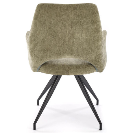 K542 HALMAR Swivel Upholstered Dining Chair in Olive Fabric with Metal Legs