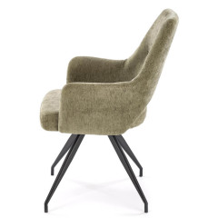 K542 HALMAR Swivel Upholstered Dining Chair in Olive Fabric with Metal Legs