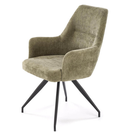 K542 HALMAR Swivel Upholstered Dining Chair in Olive Fabric with Metal Legs