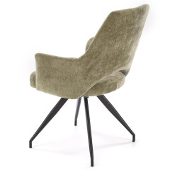 K542 HALMAR Swivel Upholstered Dining Chair in Olive Fabric with Metal Legs