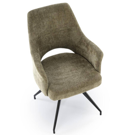 K542 HALMAR Swivel Upholstered Dining Chair in Olive Fabric with Metal Legs