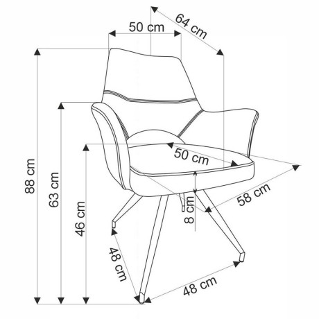 K542 HALMAR Swivel Upholstered Dining Chair in Grey Fabric with Metal Legs