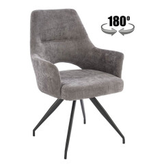 K542 HALMAR Swivel Upholstered Dining Chair in Grey Fabric with Metal Legs