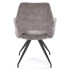 K542 HALMAR Swivel Upholstered Dining Chair in Grey Fabric with Metal Legs