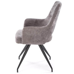 K542 HALMAR Swivel Upholstered Dining Chair in Grey Fabric with Metal Legs