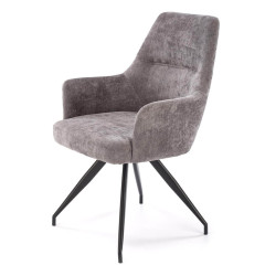 K542 HALMAR Swivel Upholstered Dining Chair in Grey Fabric with Metal Legs