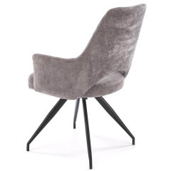 K542 HALMAR Swivel Upholstered Dining Chair in Grey Fabric with Metal Legs