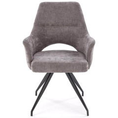 K542 HALMAR Swivel Upholstered Dining Chair in Grey Fabric with Metal Legs